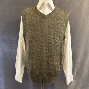 New Henry Jacobson, size Lg, cable knit silk/cotton sweater vest